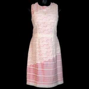 Pink and white knee length dress
